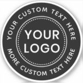 カスタムロゴと円形文字ブラックまたは任意の色 シール (正面)