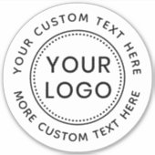 カスタムロゴと円形文字白または任意の色 シール (正面)