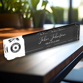 カスタムロゴと名前エレガント デスクネームプレート