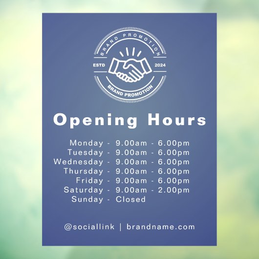 カスタムロゴと営業時間のビジネス ウィンドウサイン (シート3)