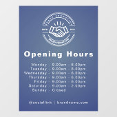 カスタムロゴと営業時間のビジネス ウィンドウサイン (シート)