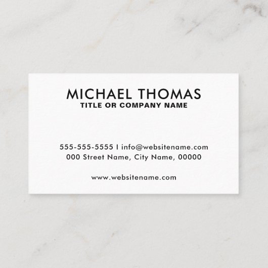 カスタムロゴと文字ホワイトまたは任意の色モダン 名刺 (裏面)