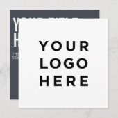 カスタムロゴと文字モダン四角の招待状 (正面/裏面)