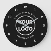 カスタムロゴと文字黒 ラージ壁時計 (正面)