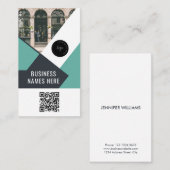 カスタムロゴとQRコードのモダンシンプルプロフェッショナル 名刺 (正面/裏面)