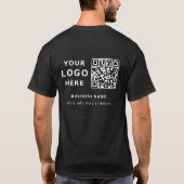 カスタムロゴとQRコードの従業員用モダンブラック Tシャツ (裏面)
