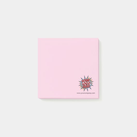 カスタムロゴとWebサイト情報ピンク ポストイット (正面)