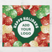 カスタムロゴのクリスマスバルーン緑 スパークリングワインラベル (シングルラベル)