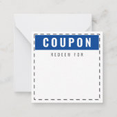 カスタムロゴのクーポン「Recome For」 |青クラシック色 ノートカード (裏面)