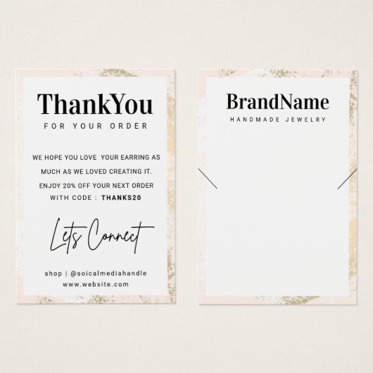 カスタムロゴのネックレス表示サンキューカード (正面&裏面)