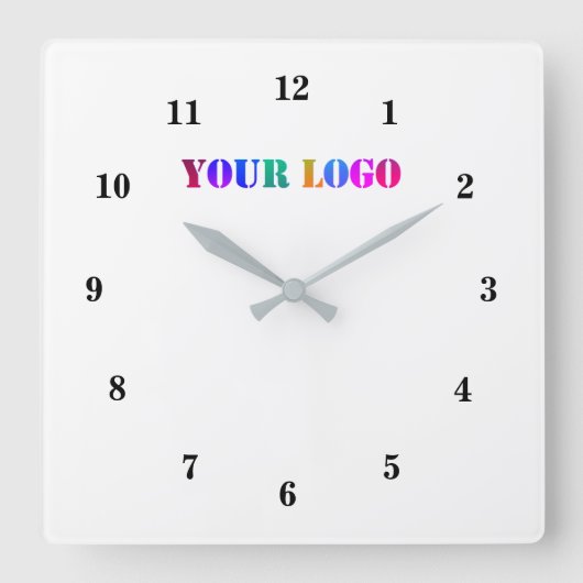 カスタムロゴのビジネスオフィスパーソナライズされたプロモーション スクエア壁時計 (正面)