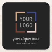 カスタムロゴのビジネスブランド スクエアペーパーコースター (正面)