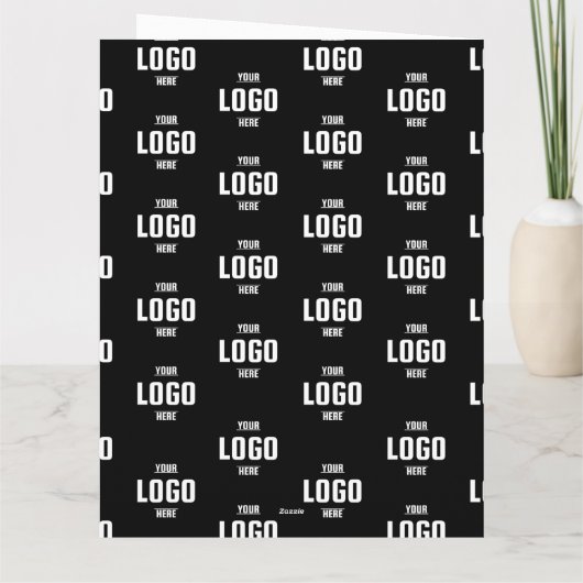 カスタムロゴのブランド – 黒い折り畳みグリーティ カード (裏面)