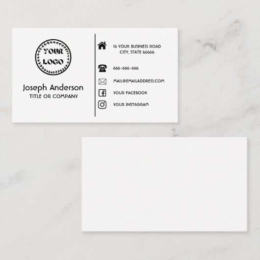 カスタムロゴのミニモダンマリストソーシャルメディアアイコン 名刺 (正面/裏面)