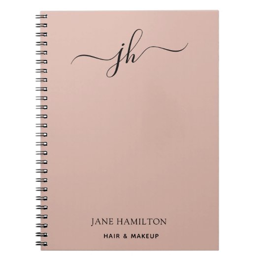 カスタムロゴのモノグラムスクリプト名 ノートブック (正面)