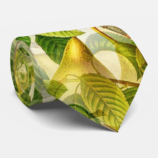 カスタムロゴの梨と葉 ネクタイ (ロール)