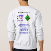 カスタムロゴの表裏およびQRコード | ビジネス スウェットシャツ (裏面)