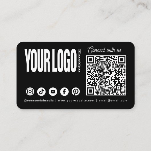 カスタムロゴの追加ソーシャルメディアQRコード 名刺 (裏面)