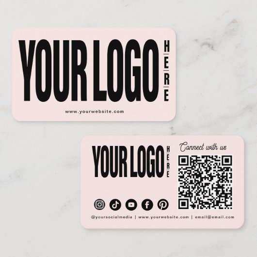 カスタムロゴの追加ソーシャルメディアQRコード 名刺 (正面/裏面)