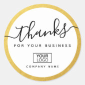 カスタムロゴの金ゴールドは縁どビジネス感謝していユーザ ラウンドシール (正面)