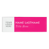 カスタムロゴはこちら明るいピンクエレガントの白いタイトル 名札 (正面)