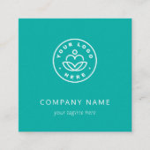 カスタムロゴはっきりしたミニマル企業のティール(緑がかった色) スクエア名刺 (正面)
