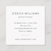 カスタムロゴはっきりしたミニマル企業のピンク スクエア名刺 (裏面)