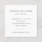 カスタムロゴはっきりしたミニマル企業のブルー スクエア名刺 (裏面)