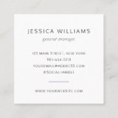 カスタムロゴはっきりしたミニマル企業の紫 スクエア名刺 (裏面)