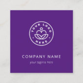 カスタムロゴはっきりしたミニマル企業の紫 スクエア名刺 (正面)
