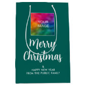 カスタムロゴまたは画像文字メリークリスマス ミディアムペーパーバッグ (正面)