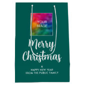 カスタムロゴまたは画像文字メリークリスマス ミディアムペーパーバッグ (裏面)