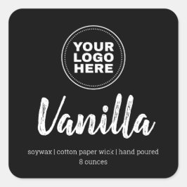 カスタムロゴろうそくラベルミニマリストブラック スクエアシール