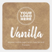カスタムロゴろうそくラベルKraft背景シール スクエアシール (正面)