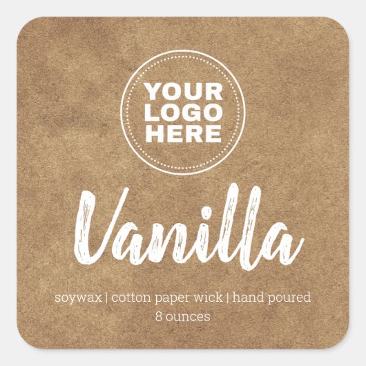 カスタムロゴろうそくラベルKraft背景シール スクエアシール (正面)