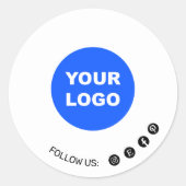 カスタムロゴを白無地のソーシャルメディアに追加 ラウンドシール (正面)