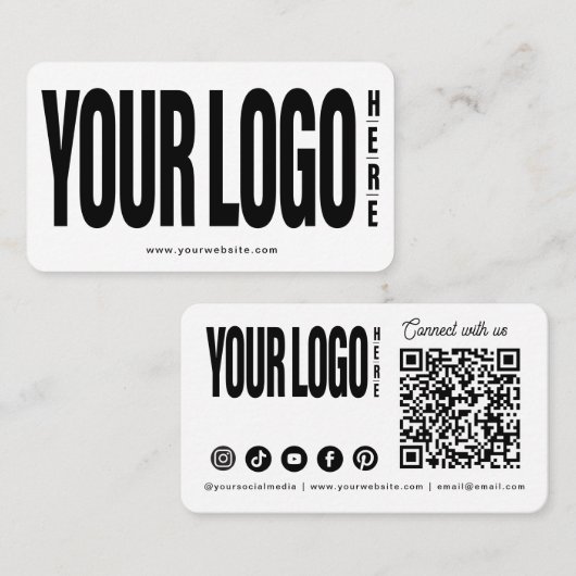 カスタムロゴを追加モダンするQRコード 名刺 (正面/裏面)