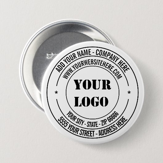 カスタムロゴアドレス名Webサイト文字スタンプデザイン 缶バッジ (正面&裏面)