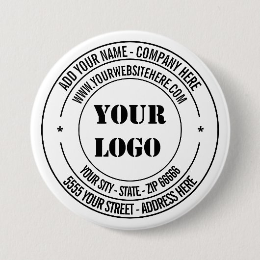 カスタムロゴアドレス名Webサイト文字スタンプデザイン 缶バッジ (正面)