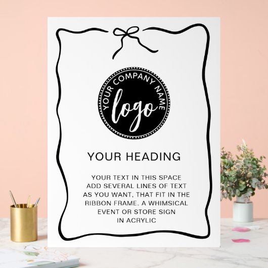 カスタムロゴイベントリボンフレーム記号 アクリルサイン (ウェディング)