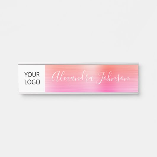 カスタムロゴエグゼクティブオレンジピンクプロフェッショナル サインプレート (正面)