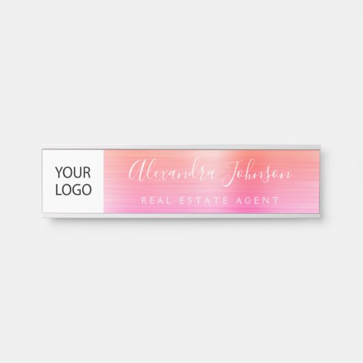 カスタムロゴエグゼクティブオレンジピンクプロフェッショナル サインプレート (正面)