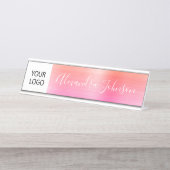 カスタムロゴエグゼクティブオレンジピンクプロフェッショナル デスクネームプレート (正面)