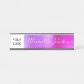 カスタムロゴエグゼクティブパープルピンクプロフェッショナル デスクネームプレート (正面)