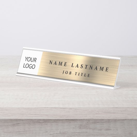 カスタムロゴエグゼクティブ金ゴールドプロフェッショナル デスクネームプレート (正面)