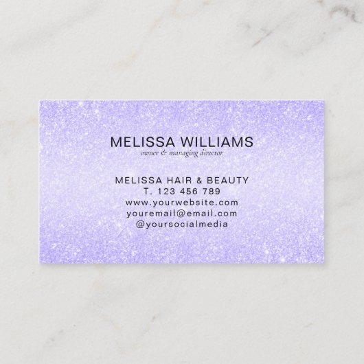 カスタムロゴエレガントシックパープルグリッター 名刺 (裏面)