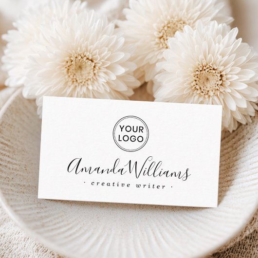 カスタムロゴエレガントスクリプト白 名刺