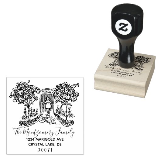 カスタムロゴエレガントファミリ名差出人住所 ラバースタンプ (押印)
