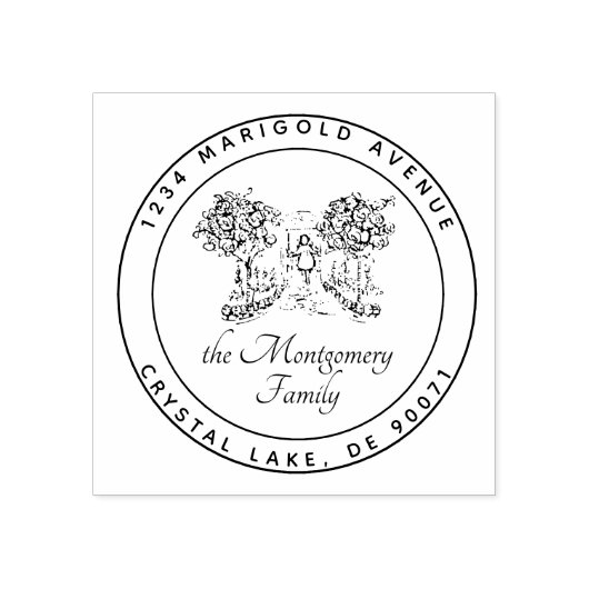 カスタムロゴエレガントファミリ名差出人住所 ラバースタンプ (インプリント)