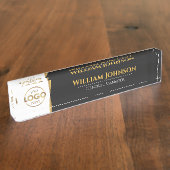 カスタムロゴエレガントブラック金ゴールド机用ネームプレート デスクネームプレート (側面)